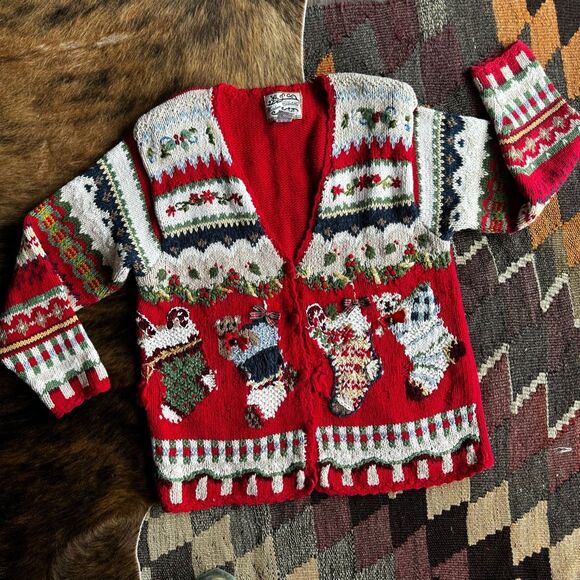Heirloom Collectibles Vintage Christmas Sweater Cardigan Size M - Picture 1 of 7